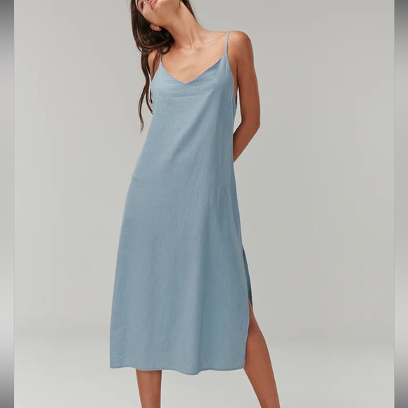 a line short sleeve dress Black Linen Cotton Midi Dress - Belted A-Line Short Sleeve | Xiaolizi 3741 main image 0